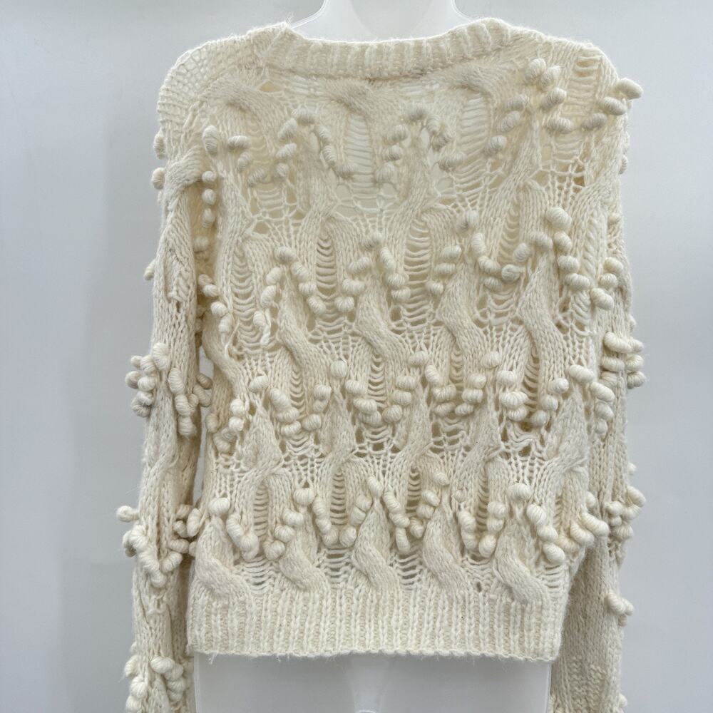 One On One Revolve Alpaca Popcorn Cable Knit Sweater Sz 1/Small Ivory Cottage ** - Picture 7 of 14